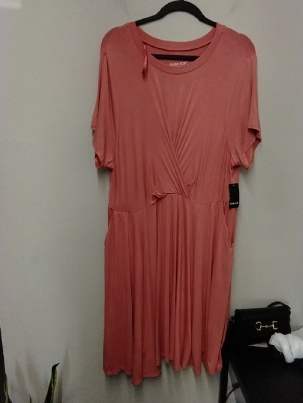 torrid Coral Twist-Waist Short Sleeve Mini Dress